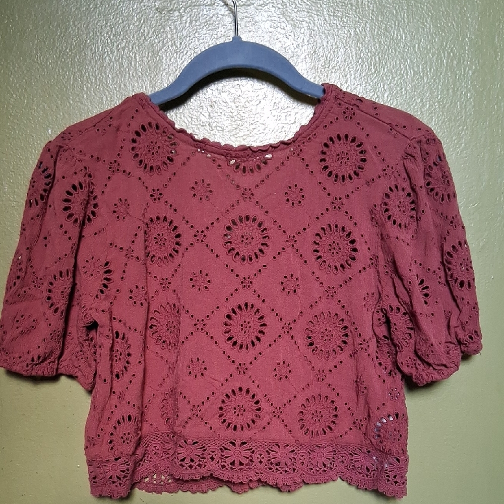 Abercrombie & Fitch Women's Lace Blouse - Rust